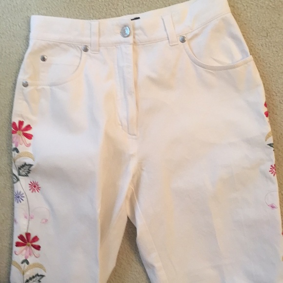 Piazza Sempione Embroidered White Cotton Jeans - Picture 2 of 6